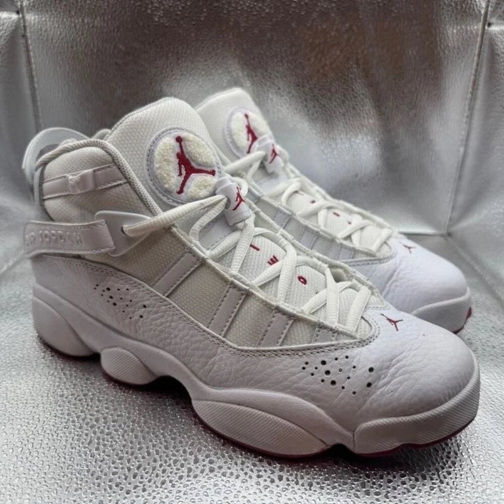 Size‎ 7Y Jordan 6 Rings GS Boys White Mystic Hibiscus Red Shoes 323419-116